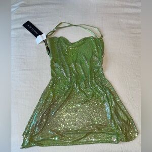 White Fox Boutique diamanté green dress